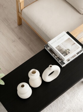 简约陶瓷花瓶摆件三件套