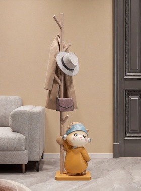 卡通小熊木质衣帽架装饰摆件