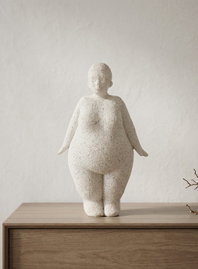 侘寂风仿石纹理抽象人物摆件客厅电视柜酒柜玄关斗柜艺术软装饰品