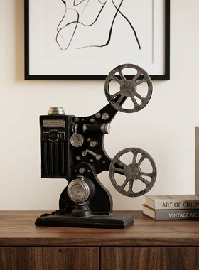 中古风黑色电影放映机模型摆件