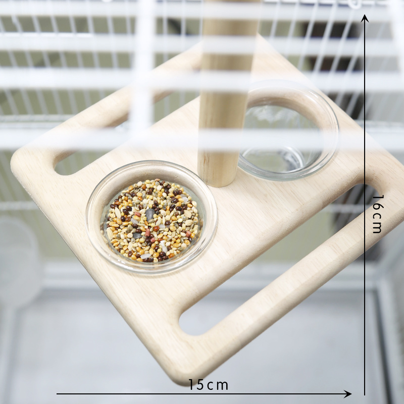 鹦鹉鸟用品木质跳板磨牙啃咬玩具实木鸟笼空中站架食盒木签站棒 - 图2