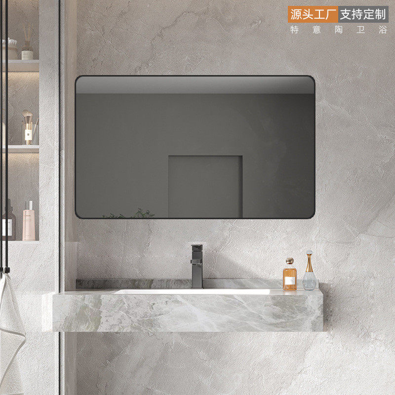 岩板台面一体盆洗手卫生间洗脸池浴室柜大理石洗漱台下挂墙式,淘宝优惠券,粉丝福利购,淘宝优惠卷