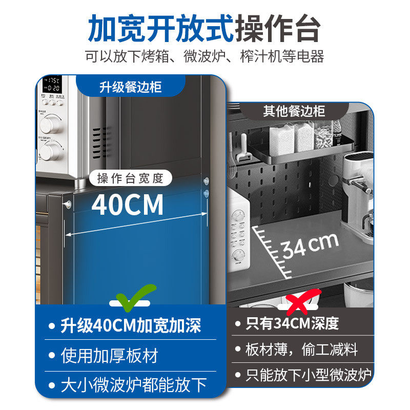 厨房餐边收纳柜子储物柜带门微波炉锅具落地碗柜多功能加宽置物架,淘宝优惠券,粉丝福利购,淘宝优惠卷