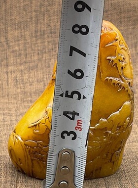 古玩收藏仿玉石原石寿山石雕老旧田黄色天伦之乐随型摆件