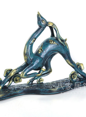 欧式复古招财鹿摆件羊工艺品树脂雕塑装饰品外贸ins厂家直销