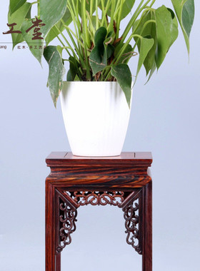 热销微凹黄檀花架实木摆件中式花台底座阳台客厅室内植物架工厂批
