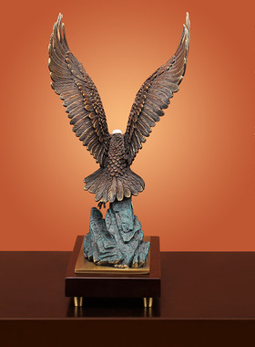 热销新中式大鹏展翅》全铜老鹰摆件《客厅办公室桌工艺品0895