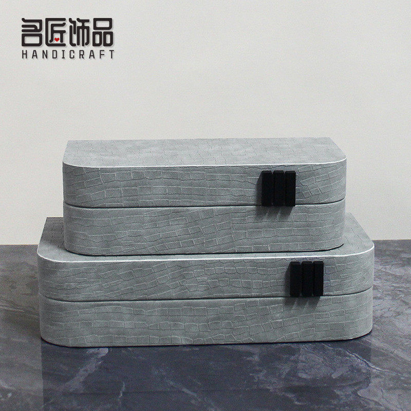 样板房衣帽间皮革首饰盒装饰收纳盒售楼处酒店书柜子软装饰品摆件,淘宝优惠券,粉丝福利购,淘宝优惠卷