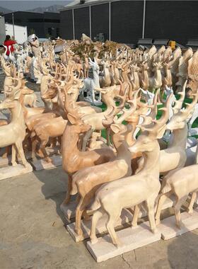 热销石鹿小鹿晚霞红鹿小区摆件园林雕塑石雕鹿鹿公鹿