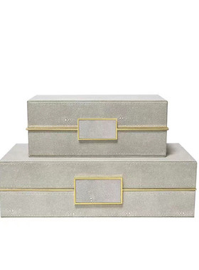 热销新中式简约现代皮首饰收纳盒轻奢pu样板房装饰盒衣帽间售楼处