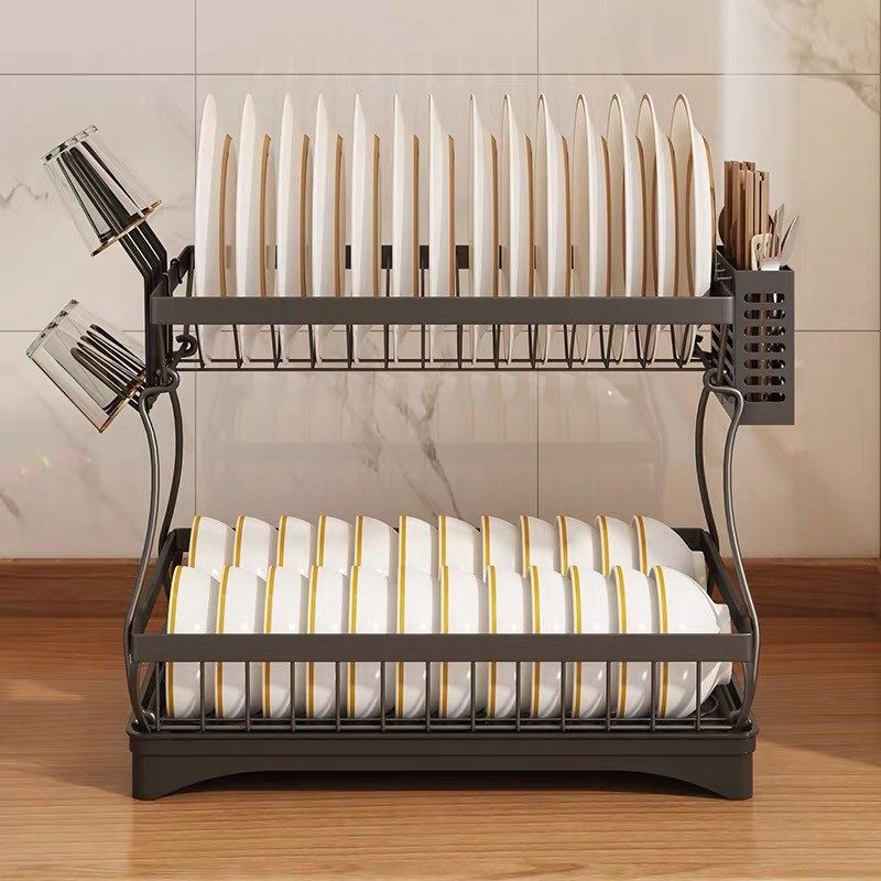 不锈钢碗碟沥水架厨房置物架双层台面放碗筷碗碟收纳盒家用碗碟架,淘宝优惠券,粉丝福利购,淘宝优惠卷