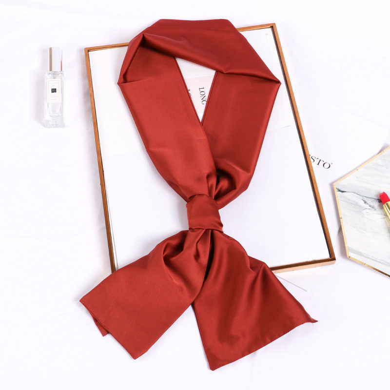 纯色聚会窄小长巾丝巾韩版装饰百搭职业领巾年会细绸缎纱巾薄新款,淘宝优惠券,粉丝福利购,淘宝优惠卷