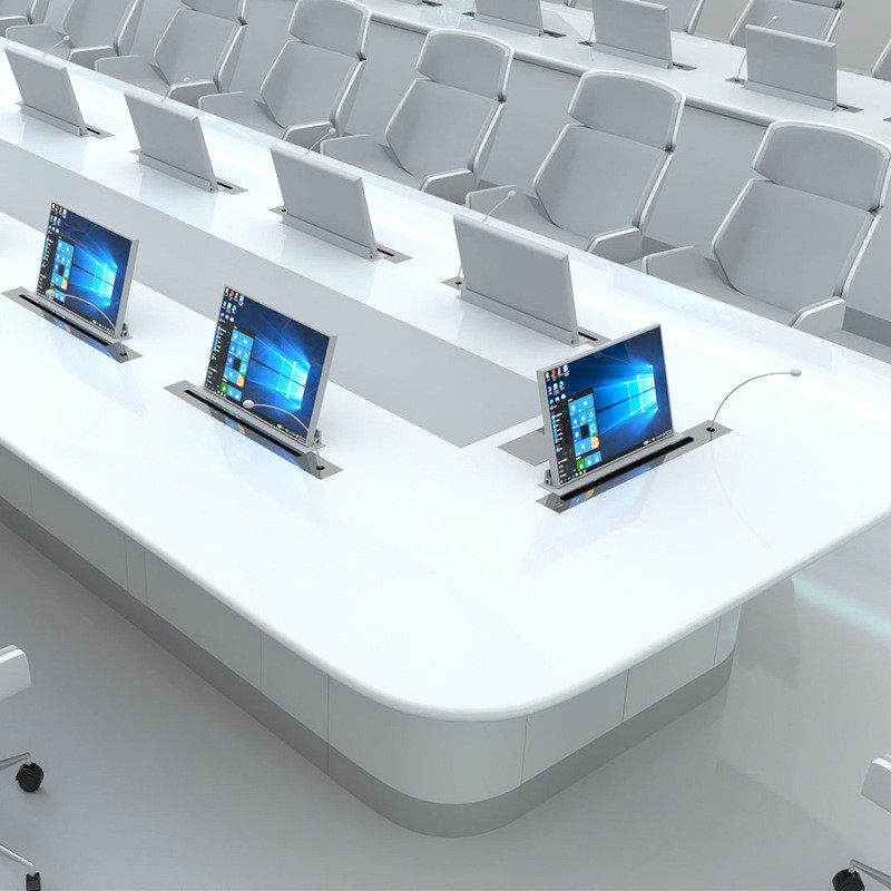 现代简约智能烤漆会议桌长桌无纸化会议系统升降屏显示器办公条桌,淘宝优惠券,粉丝福利购,淘宝优惠卷