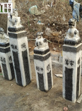 热销天然石雕小象拴马桩庭院仿古拴马桩青石酒店广场石雕摆件