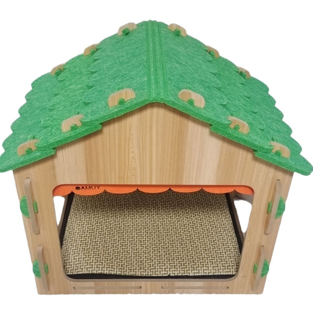 热销四季通用猫咪安全感猫窝猫房子毛毡房颜色默认驼色不含垫子 - 图2