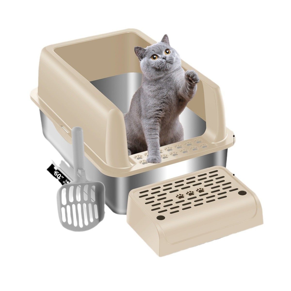 乐在猫砂盆半封闭超大号猫厕所隔臭带砂笼子猫屎盆防外溅猫咪用品,淘宝优惠券,粉丝福利购,淘宝优惠卷