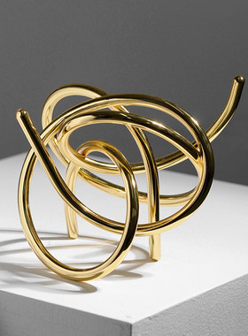 热销简约现代银色金色几何样板房金属摆件线团售楼处玄关电视柜装