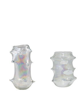 热销现代简约多刺炫彩玻璃花瓶轻奢软装装饰品样板房客厅餐桌花器