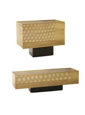 热销装饰品金属长方形花器摆件样板房售楼处软装家居客厅工艺现代