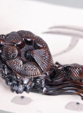 如意摆件木雕黑檀家居实木雕刻如鱼得水工艺品招财装饰品红木礼品