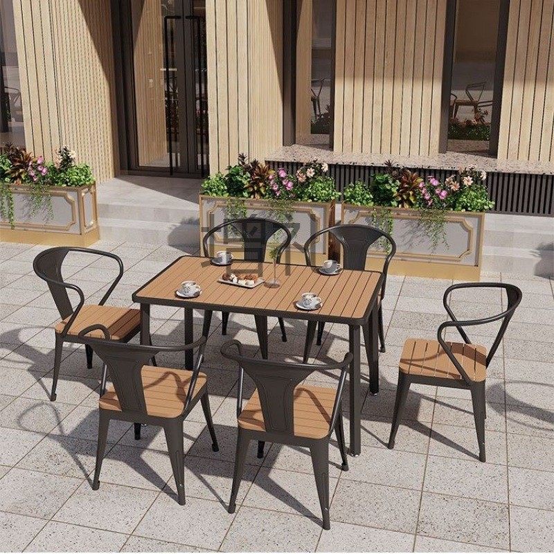 室外夜市户外桌椅啤酒饮料桌子餐厅奶茶店露天阳台铁艺塑木餐桌椅,淘宝优惠券,粉丝福利购,淘宝优惠卷