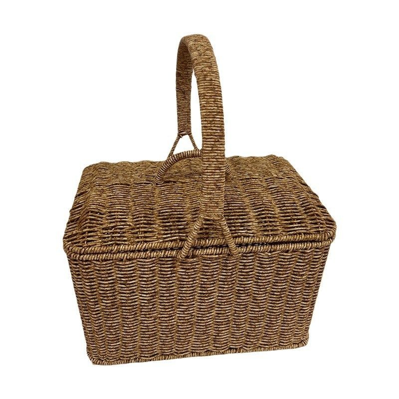 超大容量仿藤编织手提篮户外野餐采摘蔬果篮带盖购物篮田园收纳篮,淘宝优惠券,粉丝福利购,淘宝优惠卷