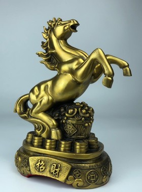 热销铜跃马办公室摆件聚宝盆对马客厅家居摆件一对奔马