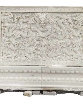 定制大理石缕空石浮雕地雕壁画墙青石仿古福字窗花青石户外摆件