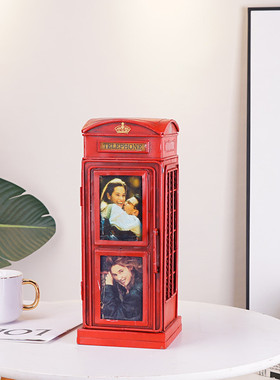 热销铁艺金属英伦电话亭装饰装饰品摆件工艺品复古风道具桌面摆设