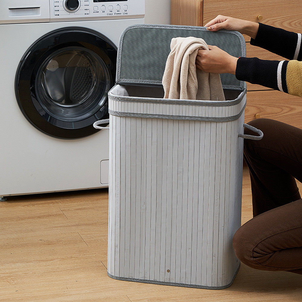 可折叠竹编带扣盖大容量漆灰洗衣篮藤编方形多色收纳筐脏衣篓,淘宝优惠券,粉丝福利购,淘宝优惠卷