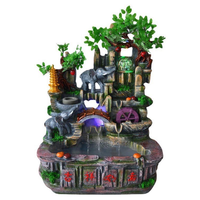 假山鱼缸水族箱大象微景观工艺品喷泉流水盆景树脂室内装饰摆饰品 - 图2