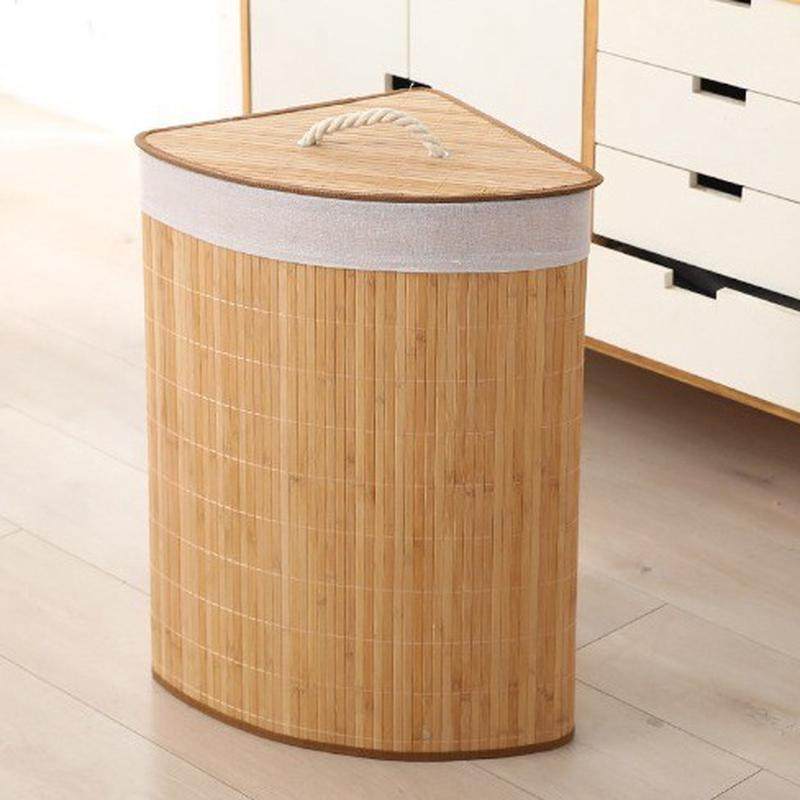 竹编折叠三角脏衣篓 酒店毛巾桶浴巾编织收纳筐家用高颜值 收纳篮,淘宝优惠券,粉丝福利购,淘宝优惠卷