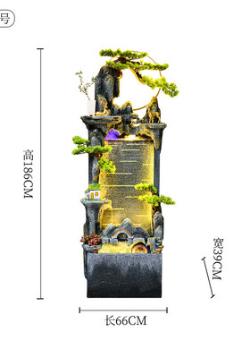 客厅水幕墙高山流水摆件假山喷泉办公室招财鱼缸循环水系景观落地