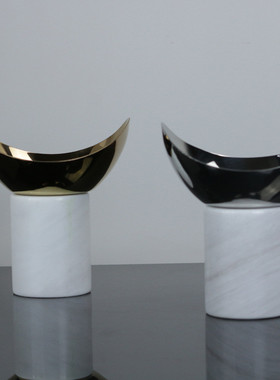 热销现代简约大理石不锈钢花器轻装办公桌面书房时尚客厅电视柜饰