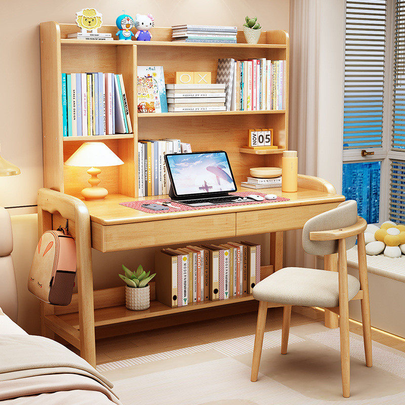 升降儿童学习桌小户型可书架带椅中小学生家用课桌实木书桌写字台,淘宝优惠券,粉丝福利购,淘宝优惠卷
