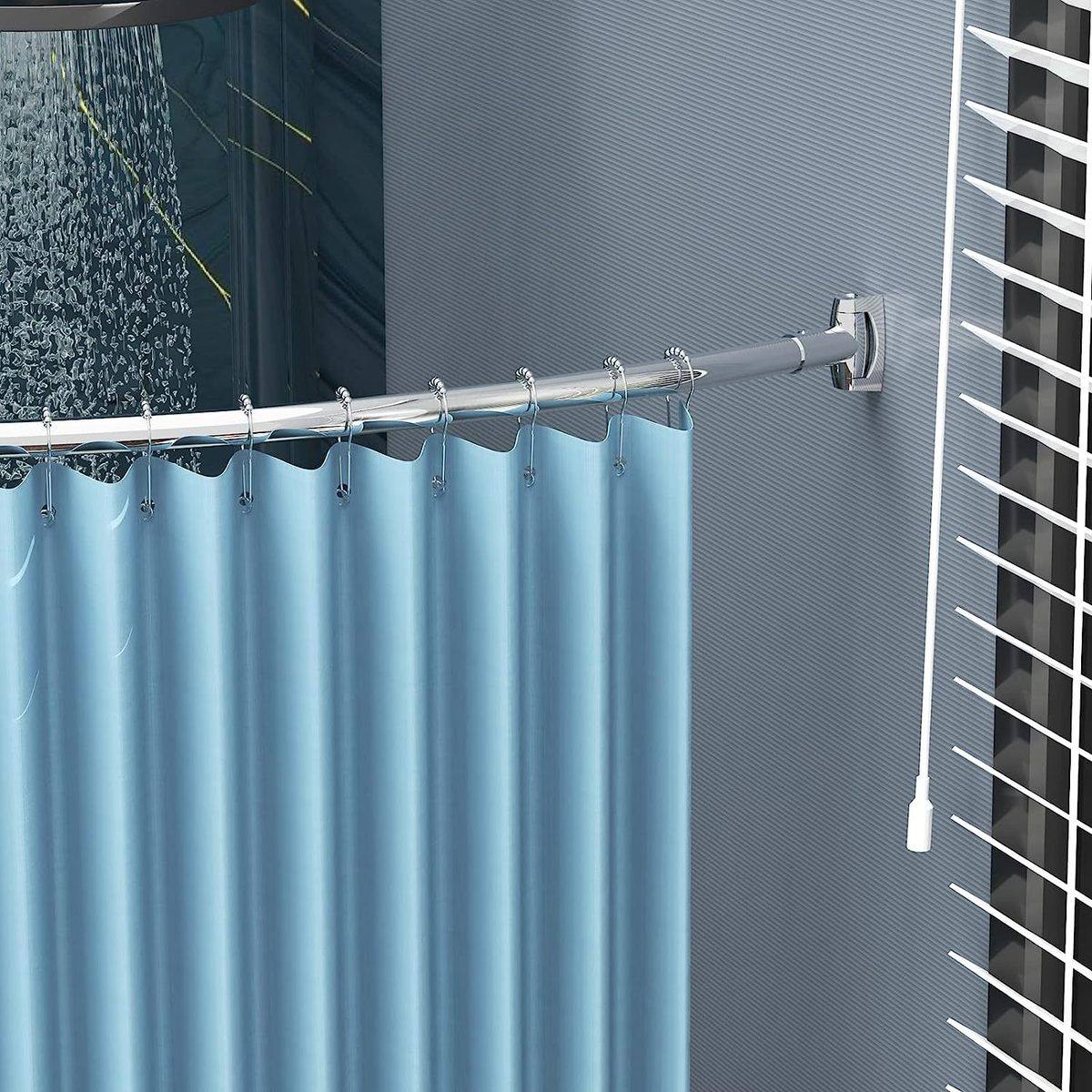 弧形伸缩杆卫生间黑色银色弧形浴帘杆打孔万向,淘宝优惠券,粉丝福利购,淘宝优惠卷