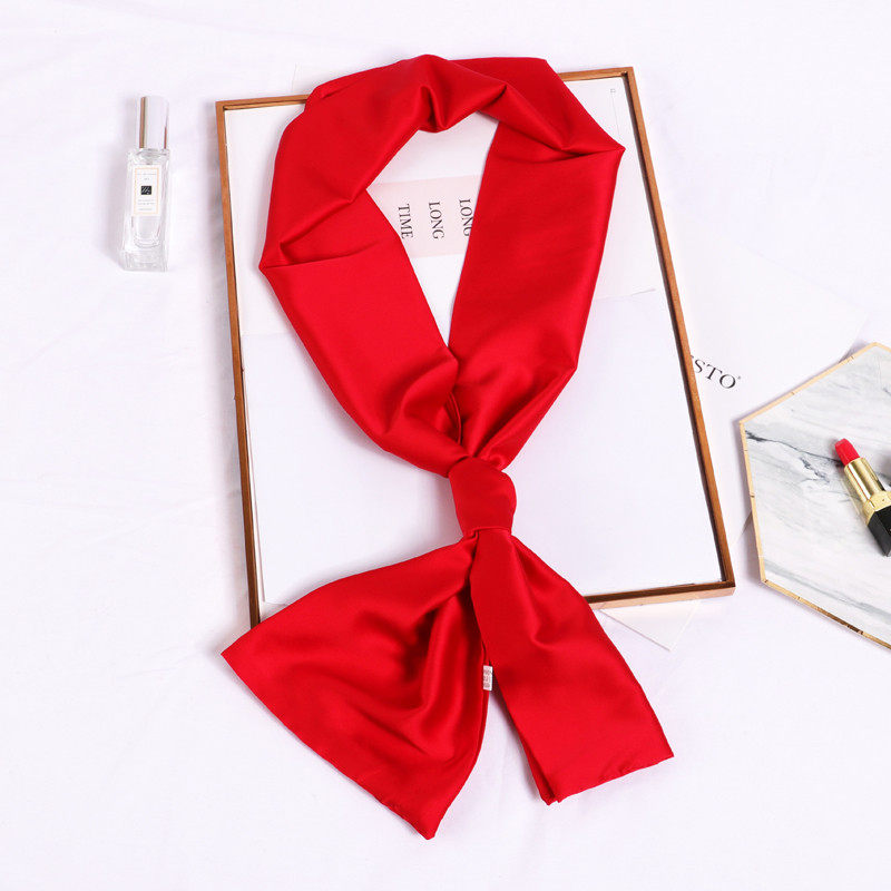 纯色聚会窄小长巾丝巾韩版装饰百搭职业领巾年会细绸缎纱巾薄新款,淘宝优惠券,粉丝福利购,淘宝优惠卷