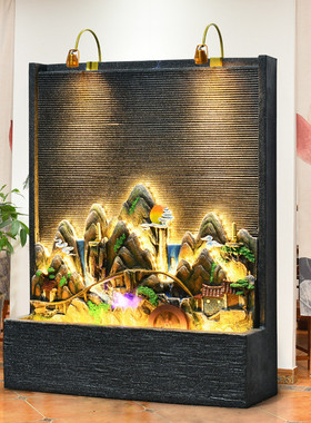 热销摆件流水屏风隔断办公室装饰品室内水景观假山落地水幕墙开业