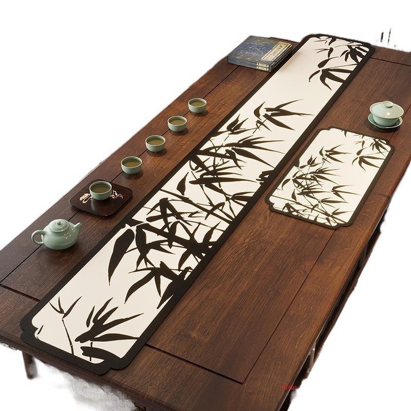 中式皮革茶席桌旗茶台布艺长条盖布电视柜防水防油免洗桌布茶旗,淘宝优惠券,粉丝福利购,淘宝优惠卷