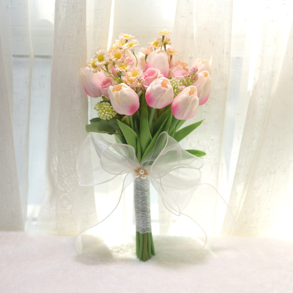 047户外婚礼仿真郁金香玫瑰订婚森系手持花束西式新娘手捧花,淘宝优惠券,粉丝福利购,淘宝优惠卷