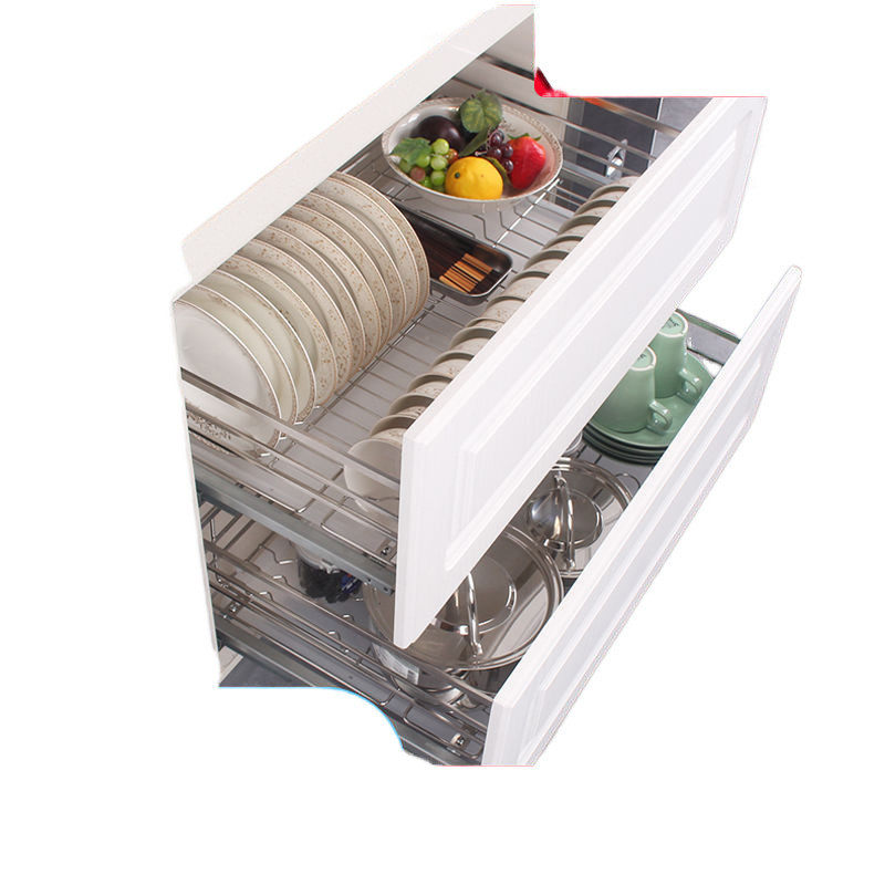 厨房橱柜拉篮拉篮304不锈钢双层缓冲抽屉式碗碟篮调味拉篮置物架,淘宝优惠券,粉丝福利购,淘宝优惠卷