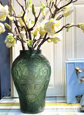 欧式复古浮雕玻璃花瓶客厅餐桌艺术品高级摆件鲜花绿植插花器批发