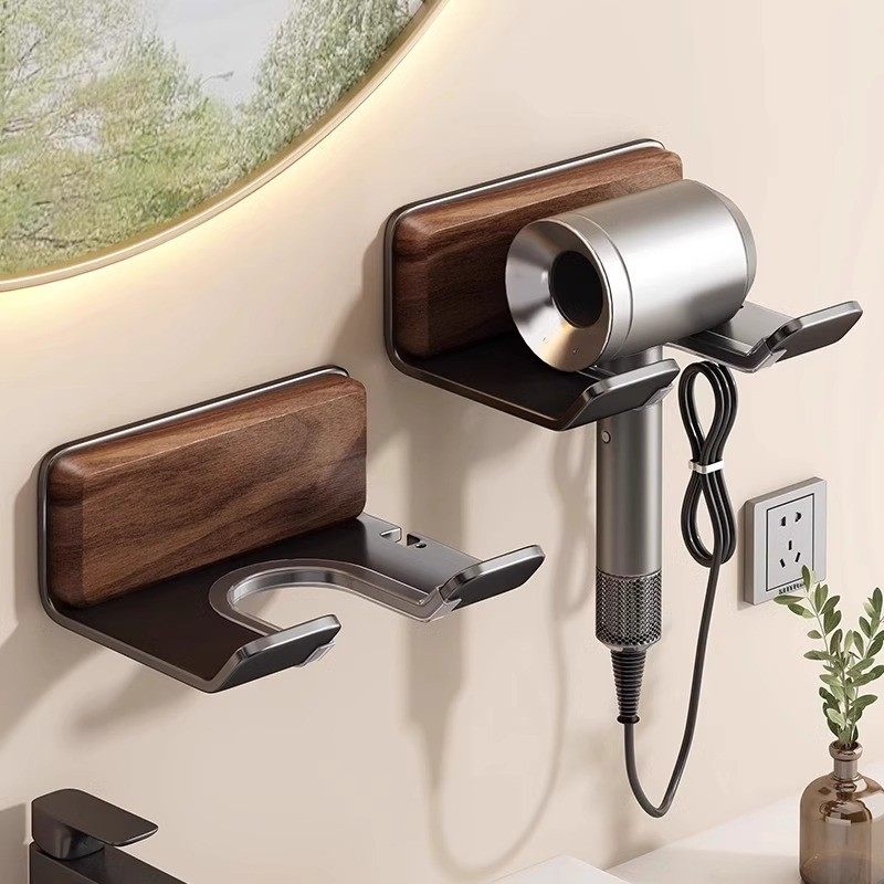 原木风吹风机置物架免打孔卫生间支架浴室电吹风筒壁挂式挂架,淘宝优惠券,粉丝福利购,淘宝优惠卷