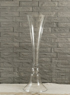 厂家批发简约风格欧式高花瓶小清新瓶底宽口径透明玻璃插花花瓶