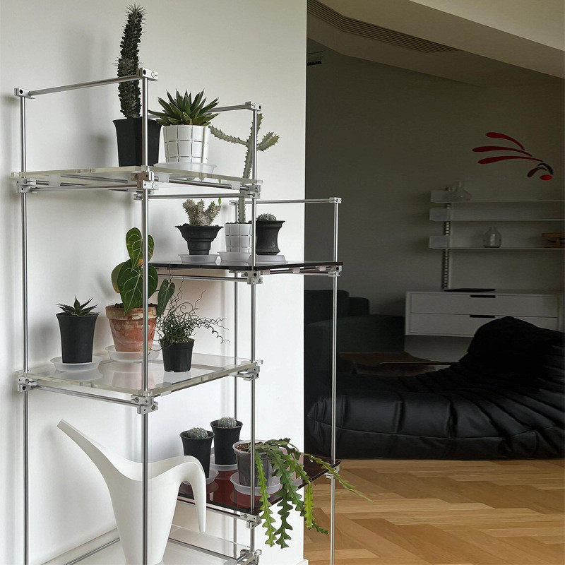 落地光轴隔板多层书架日式不锈钢亚克力置物架花架阳台收纳储物架,淘宝优惠券,粉丝福利购,淘宝优惠卷