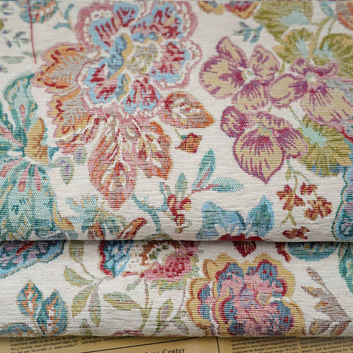 秋冬混纺厚实大花朵时装提花面料复古拜年服旗袍手工diy色织布料 - 图2