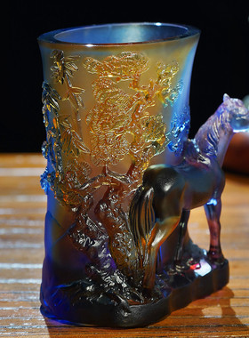 琉璃笔筒摆件生肖马到功成送领导礼物办公室高档实用商务礼品