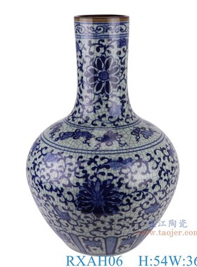 景德镇陶瓷仿古青花花卉大插花瓷器中式家居客厅家用落地装饰摆件