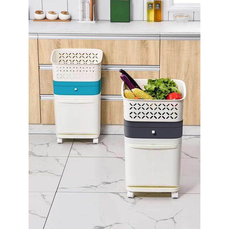 厂家带收纳篮收纳筐抽屉卫生间垃圾桶干湿分离厨房分类垃圾桶,淘宝优惠券,粉丝福利购,淘宝优惠卷