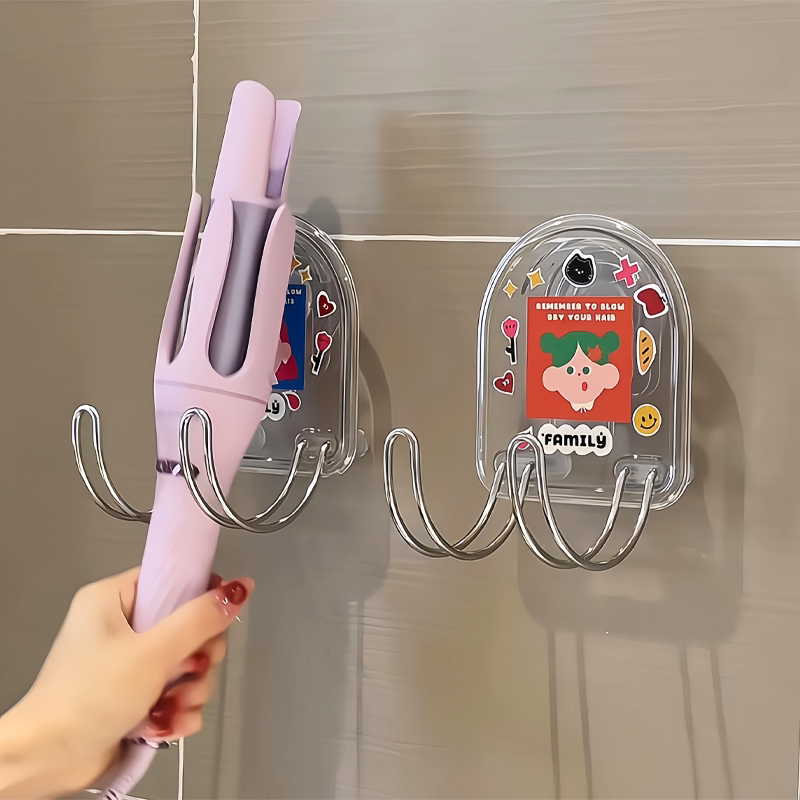 吹风机置物架吸盘免打孔卫生间浴室卷发棒挂架发箍收纳可爱挂钩,淘宝优惠券,粉丝福利购,淘宝优惠卷